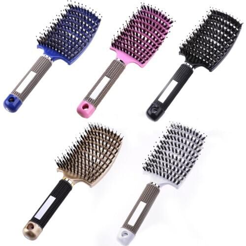 Detangling Nylon Brush, Women Hair Scalp Massage Comb Bristle Hairbrush Wet Curly Detangle Hair Brush ontwarrende nylon borstel