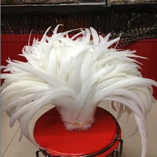 Wholesale 50 pcs beautiful pure white cock tail feathers length 10-12 inch /25-30 cm free shipping
