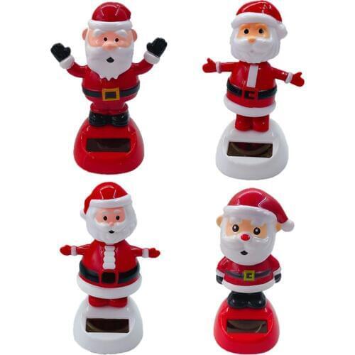 Solar Swing Doll Moving Head Innovative Dool For Christmas Santa Claus Gift Car Decoration Interior Doll