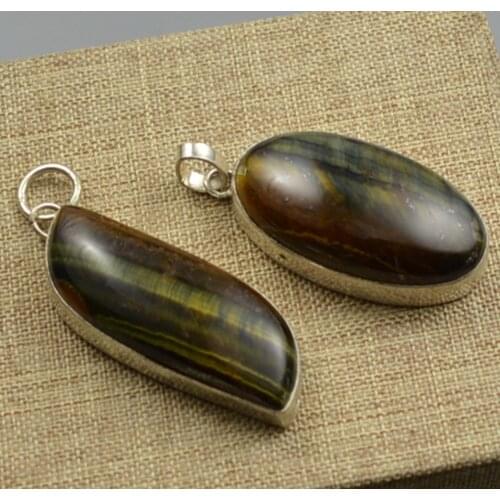 Tiger Eye Pendant Silver Overlay over Copper , 50 mm, P6804