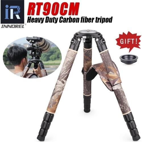 Camouflage Professional Carbon Fiber Tripod Birdwatching Heavy Duty Camera Stand Ultra Stable with 75mm Bowl for DSLR Cameras