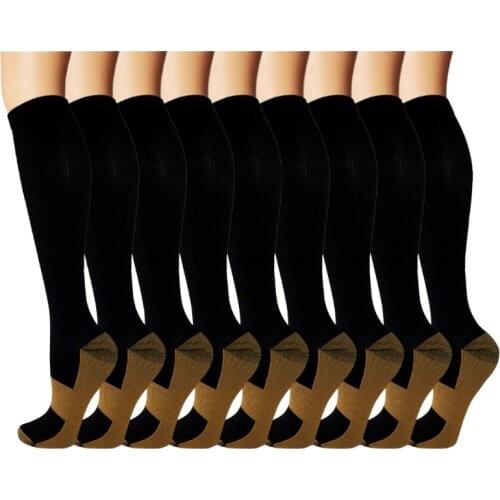 RMSWEETYIL 9Pairs Copper Compression Socks For Women Medical Maternity Pregnancy Nurses Stockings Athletic Long Knee High Sock