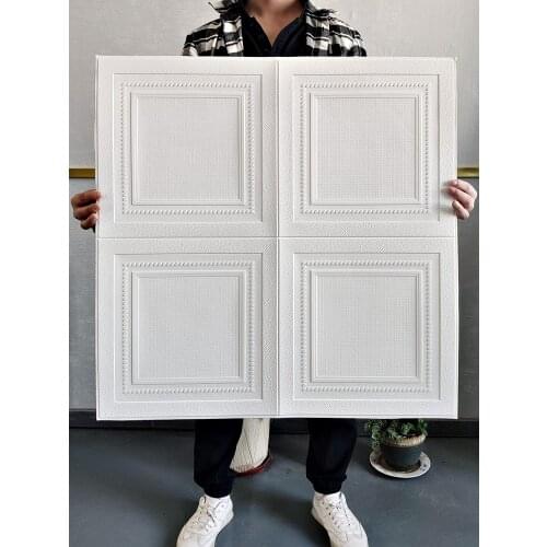 Self-adhesive 3D wallpaper Foam wall sticker Living room waterproof background wall Decor sticker Ceiling 70x70cm Wall skirt