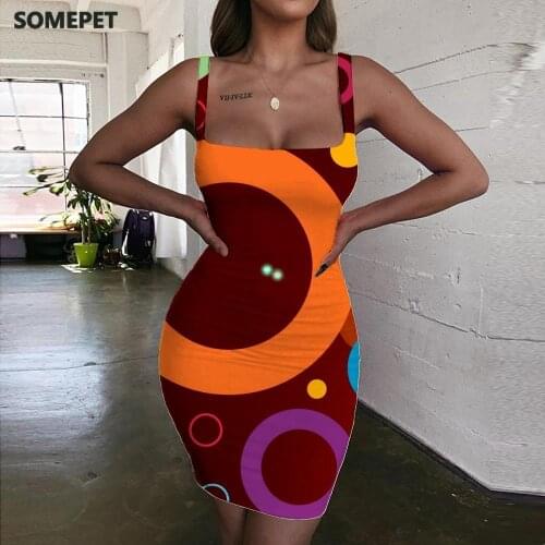 SOMEPET Colorful Dresses Women Dots Vestido Sexy Graphics Sundress Psychedelic Ladies Dresses Womens Clothing Club Beach
