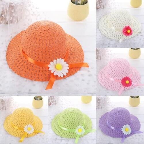 Childrens Sun Flower Hat Straw Product Breathable Cute Sun Flower Hat Girls Beach Hats Outdoor Party Picnic Trinkets