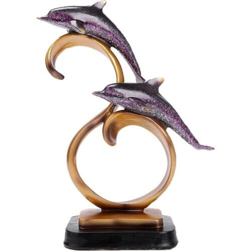 Dolphin Sculpture Home Decor Resin Crafts Creative Porch Home Soft Living Room Study Bedroom