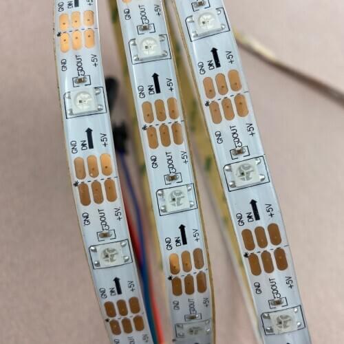 5m DC5V IP65 WS2812B led digital strip,30pcs WS2812B/M with 30pixels;36W;white pcb;waterproof in silicon
