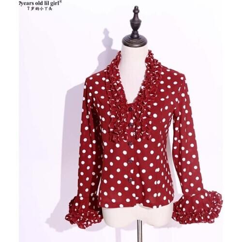 Flamenco Spanish-Dance Ltalian Multi -Layered Lotus Sleeve Top Selling ELM01