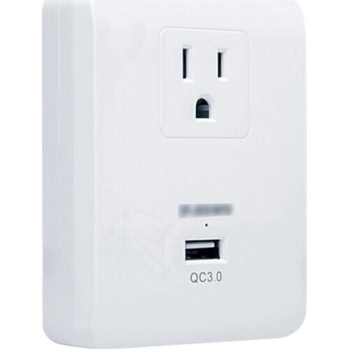 Smart Wall Socket With QC3.0 Fast Charging Port US Plug Socket Anti-surge 15A 125V Panel Socket