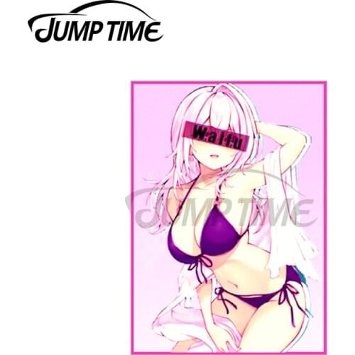 Jump Time 13 x 5.2cm For Waifu Anime Girl Vinyl Car Stickers Waterproof Anime Decal Scratch-proof Windshield Decoration