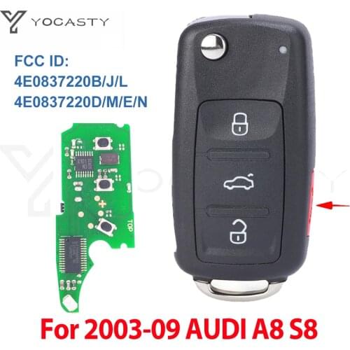 YOCASTY 4E0837220B/J/L/D/M/E/N Keyless Entry Smart Car Remote Key Fob ID46 For 2003 2004 2005 2006 2007 2008 2009 Audi A8 S8