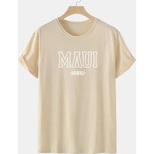 MAUI HAWAII Letter Print Retro Slogan T Shirt Vintage Aesthetic Plus Size Womens T-Shirt Summer Casual Loose Tees Female Tops