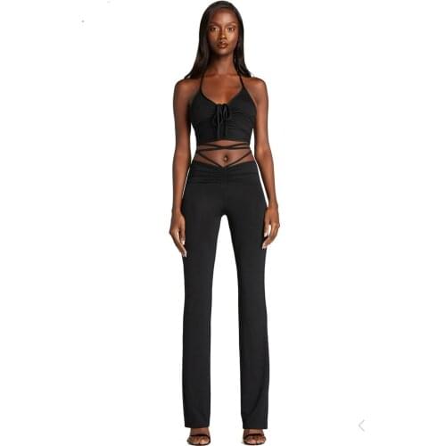 IAMGIA Bella same paragraph black stretch slim straight leggings trousers waistband detail