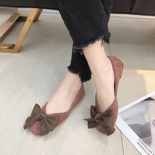 Womens Flat Shoes New Spring Wild Lightweight Casual Comfort Flats Fashionable Bows Dress Slip-On Basic Solid Square Toe W28-16