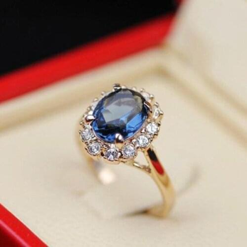 Alisouy Royal Crystal Big Rings For Women Gold Color Ring Fashion Jewelry top quality Finger Ring best anniversary gift ring