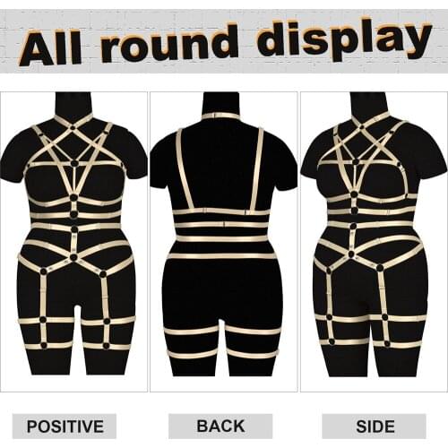 Busty Women Body Harness Suspender Plus Size Underwear Sexy Hollow Bondage Chest Strap Cage Bra Lingerie Garter Belt Stockings