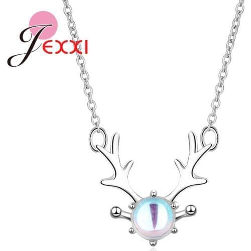 Unique Design Pendant Necklace 925 Sterling Silver Antlers Shape Top Quality Opal Love Gifts For Women Femme Bijoux