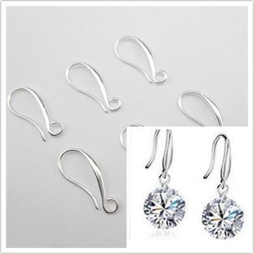 10PCS Free Quick Shipping Hot Jewelery Accessories 925 Silver Hook Earrings Pinch Smooth Ear Earrings Connector Ladies Gifts