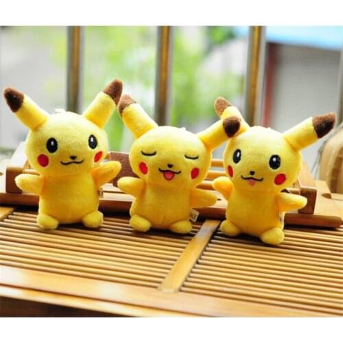 10cm Cute Pikachu Keychain Stuffed Soft Animal Dolls Children Toys, Cartoon Pikachu Movie TV Kids Christmas Gift
