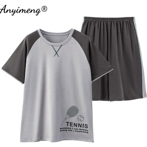 100% Cotton Males Sleepwear Good Quality Men Nightwear Summer Shorts Pajama Set Sporty Style Pullover Plus Size 3xl 4xl Pijamas