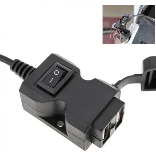 12V Dual USB Port Waterproof Motorbike Motorcycle Handlebar Charger 5V 1A/2.1A Adapter Power Supply Socket for Phone Mobile