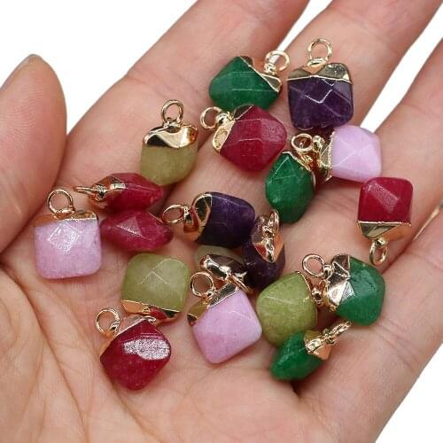 2Pcs Section Square White Stone Add-color Pendant Charms For DIY Necklace Handiwork Sewing Craft Jewelry Accessory Making