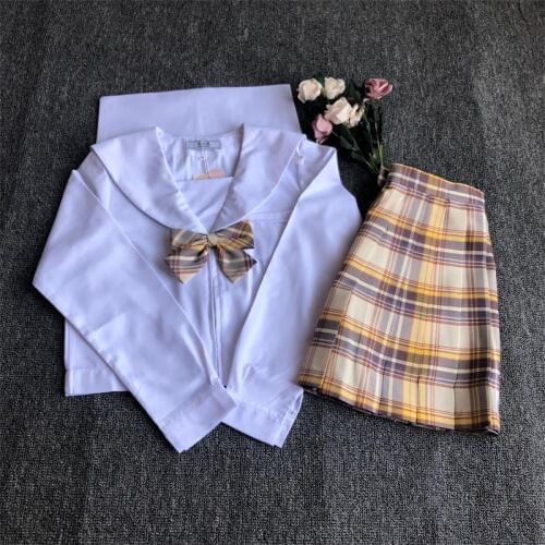 2020 Japanese Style Student Girls School Uniform Sailor Shirt+pleated Skirt+bow Tie Set Woman Cosplay Costumes Sexy Navy Jk Suit