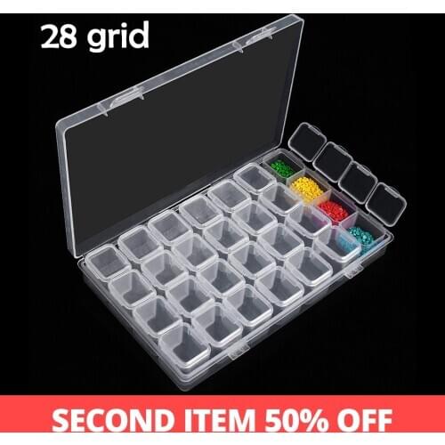 28 Lattices Dismountable PP Plastic Transparent Boxes Embroidery Diamond Painting Tools Home Cross Stitch Storage Organizer