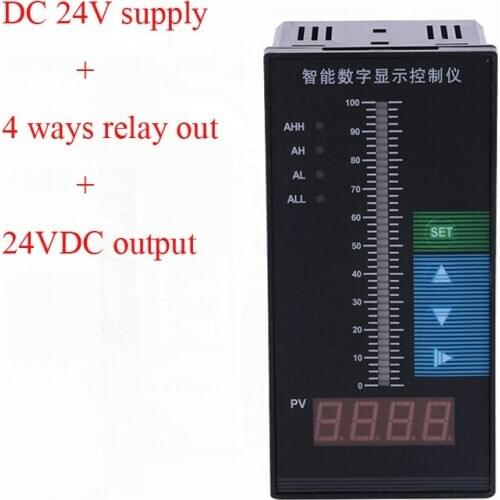 4-20mA DC input 24VDC supply water liquid level pressure controller with 4 ways relay and DC24V voltage output pressure meter