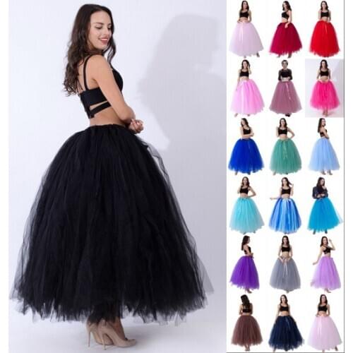 Black Hoopless Long Petticoat Wedding Crinoline Ball Gown Underskirt Layers Tulle Skirt Woman Adult Tutu Bridal Accessories 2020