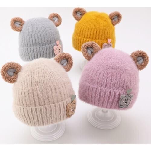 Baby Winter Hats Infant Toddler Kid Cute Ears Knitted Beanie Hats