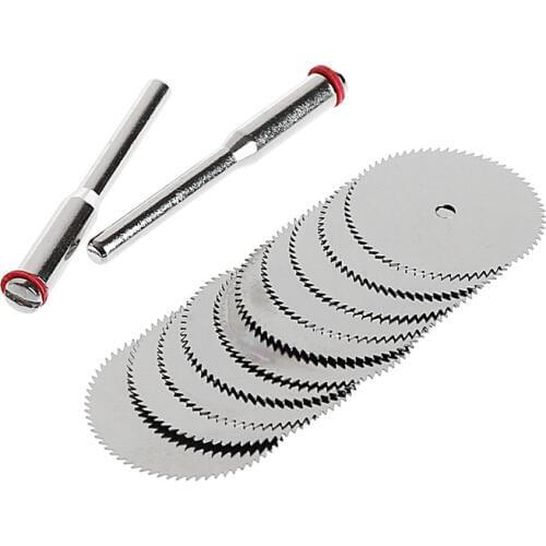 12PCS/SET Wood Saw Blade Disc + 2 x Rod Dremel Rotary Cutting Tool 10 x 25mm Support