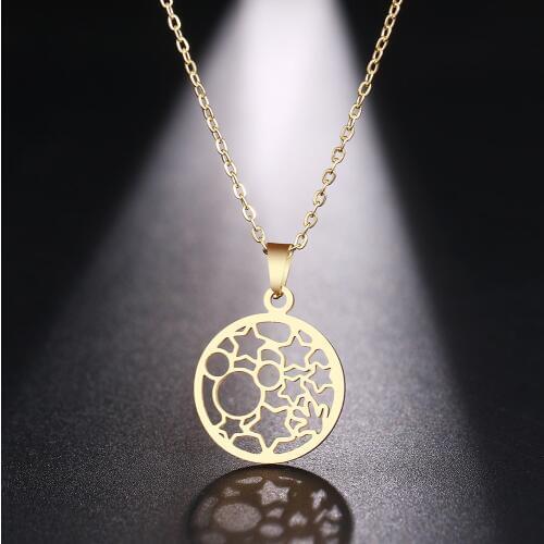 DOTIFI Stainless Steel Necklace For Women Man Universe Milky Way Star Choker Pendant Necklace Engagement Jewelry