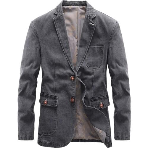 Mens Jackets Mens Spring Autumn Fashion Denim Jackets Men Business Causal Cowboy Blazers Washed Slim Jean Jacket Coat Male 4XL