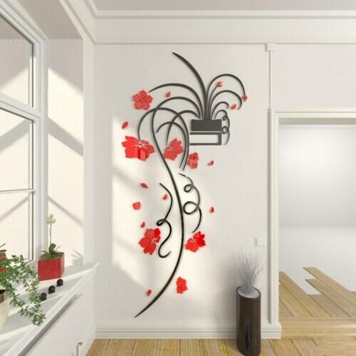 Living Room Porch Flower Wall Sticker 3D Decoration Art Wallpaper Orchid Mural Decals Quality Acrylic Creative DIY Gift Stickers