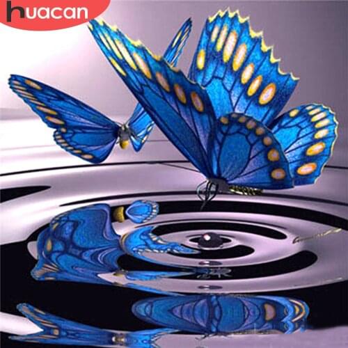 HUACAN Full Drill Diamond Painting Butterfly Water Mosaic Needlework Art Diamond Embroidery Animal Handicraft Home Decor