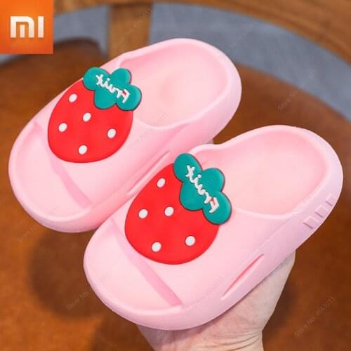 Xiaomi Summer Fashion Strawberry Slippers Baby Boy Beach Shoes Bottom Non-slip Hole Shoes Baby Girls Toddler Shoes Kids Sandals