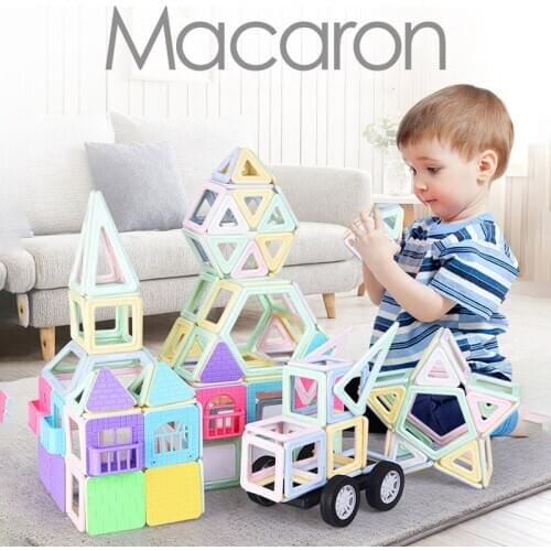 New DIY Macaron Color Magnetic Blocks Toys for Children Magnet Construction Blocks Set Designer Educational Bricks Magnetic Toy