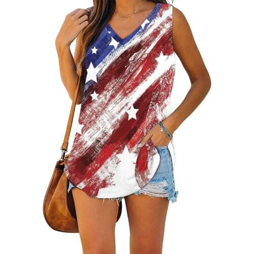 Tank Tops For Women Summer Vintage Five-pointed Star Print Camis Casual Sleeveless Vest Loose V-neck Singlet Beach Style Vests