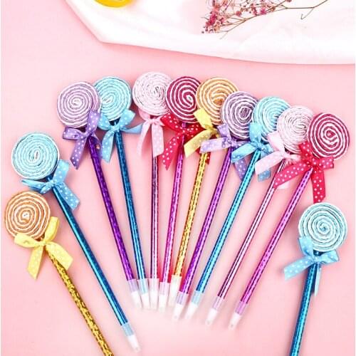 24PCs Ballpoint Pens Set Lollipop Plastic Ball-Pen Creative Learning Stationery Office Personalized Pens Small Gifts Wholesale