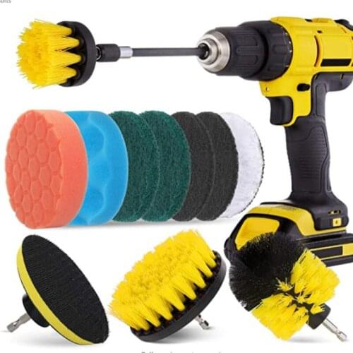 12pcs Electric Drill Brush Kit Round Cleaning Brush for Carpet Glass Car Tires Nylon Brushes Scrubber Drill Cleaning Tools