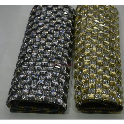 Sticker on Crystal Stones hot Fix Rhinestone Mesh Trimming Pasted patches for clothes bag shoes parches para la ropa