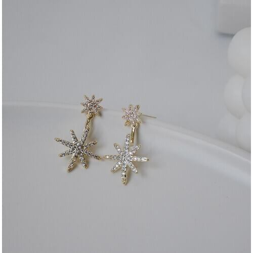 Shiny Side New Accessories Crystal Star Stud Earrings for Women Fashion Jewelry Simple Style Zirconia Earrings