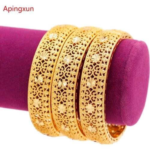 Apingxun New Arrival Cuff Bracelet Dubai Gold Color/Copper African/French Bridal Wedding Jewelry Women Bangle Girls Party Gifts