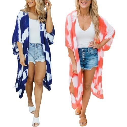 New Arrival Women Horizontal Stripe Printing Women Stripe Cardigan Blouse Surf Beach Sunscreen Cardigan Spring and Summer Blouse