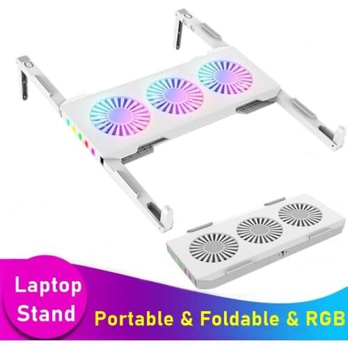 Tongdaytech Portable Laptop Stand for Macbook Air Pro Computer RGB Usb Cooling Fan Cooler Foldable Holder Soporte Para Tablet