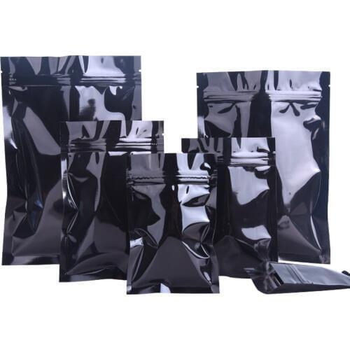 Wholesale 100pcs Glossy Black Mysterious Foil Zip-lock Gifts Bag Women Dress Lipsticks Dolls Sex Panties Jewelry Beads Pack Bags