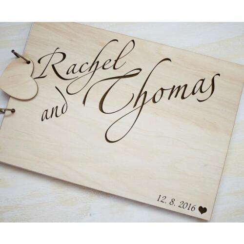 Custom Wedding Guest Book Alternative,Engraved Wooden Guest Book,Wedding Sign Book With Name&Date,Personalized Gift For Wedding