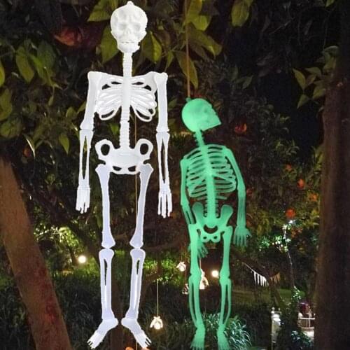 Portable Horror Skull Prop Attractive Plastic Funny Halloween Luminous Skeleton Body Toy Sculpture for Festival Scary Decoration