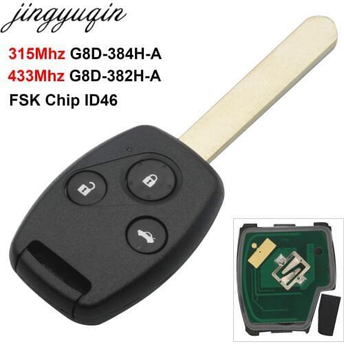 10X G8D-382H-A/ 384H-A Remote Key Fit for Honda for Accord Element CR-V HR-V City Odyssey Civic Car Auto 3 Buttons 433.9/315Mhz
